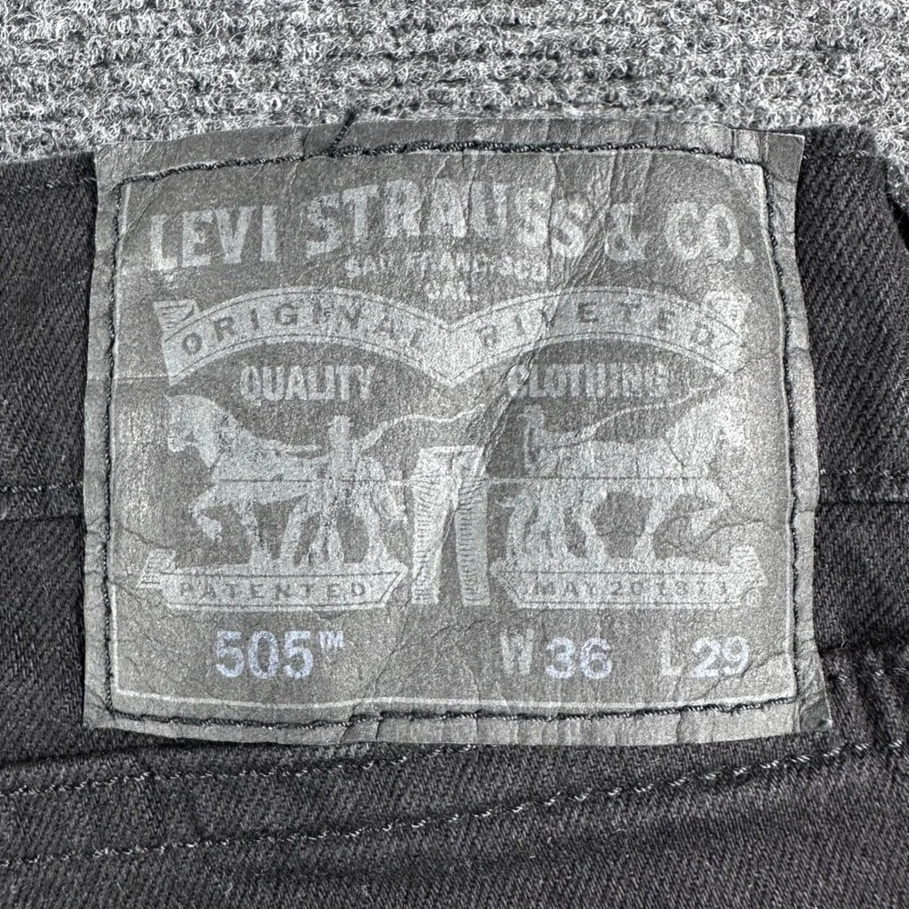 Levi's 505 Jeans Mens 36x29 W36 L29 Black Regular Fit Straight Leg Denim